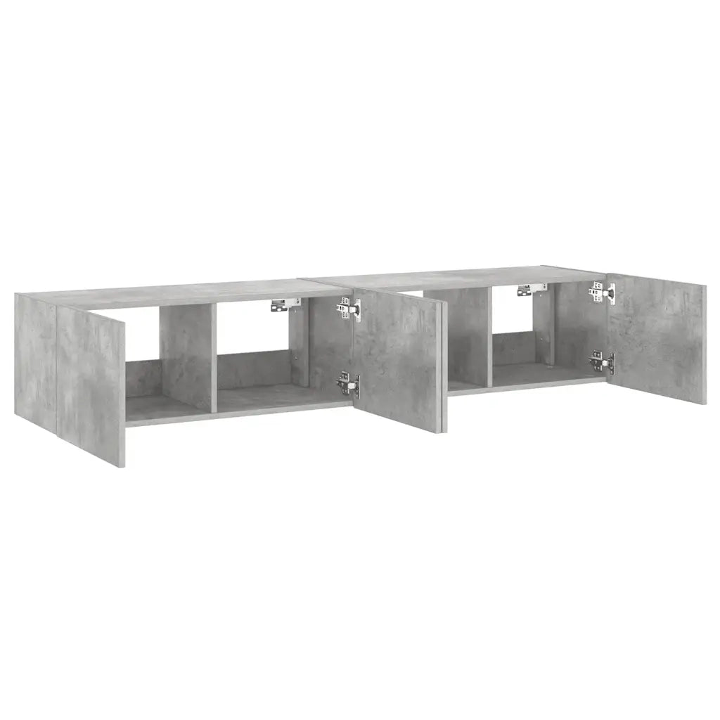 Mobili TV a Parete con Luci LED 2pz Grigio Cemento 80x35x31 cm 837288