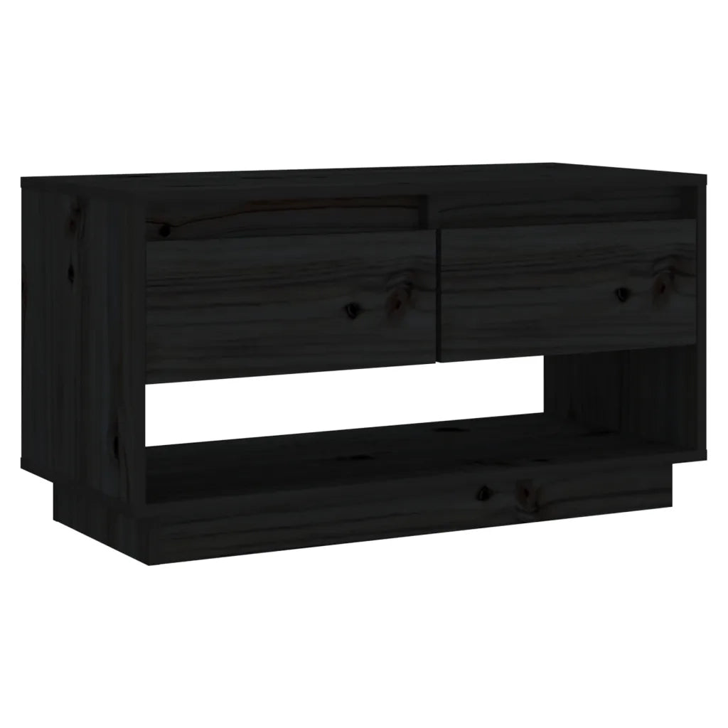 Mobile Porta TV Nero 74x34x40 cm in Legno Massello di Pino 813843