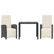 Set da Bistr¨° 3 pz | Set Salotto da Giardino con Cuscini Nero in Polyrattan