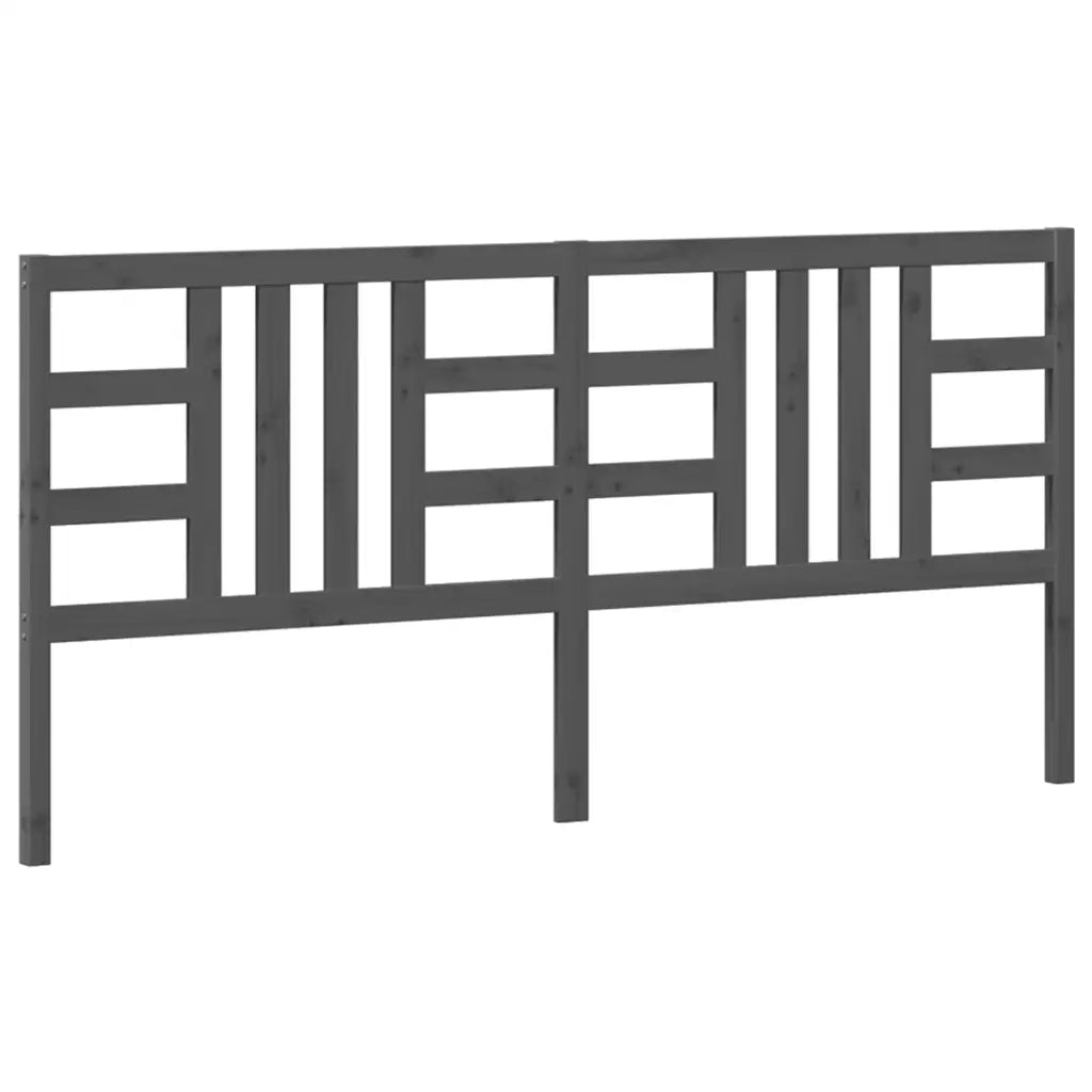 Testiera per Letto Grigia 206x4x100cm in Legno Massello di Pino 817862