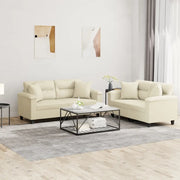 Set di Divani 2 pz con Cuscini Crema in Similpelle