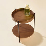 Tavolino moderno a due livelli - Xylo - 44*44*48 - Legno e ferro