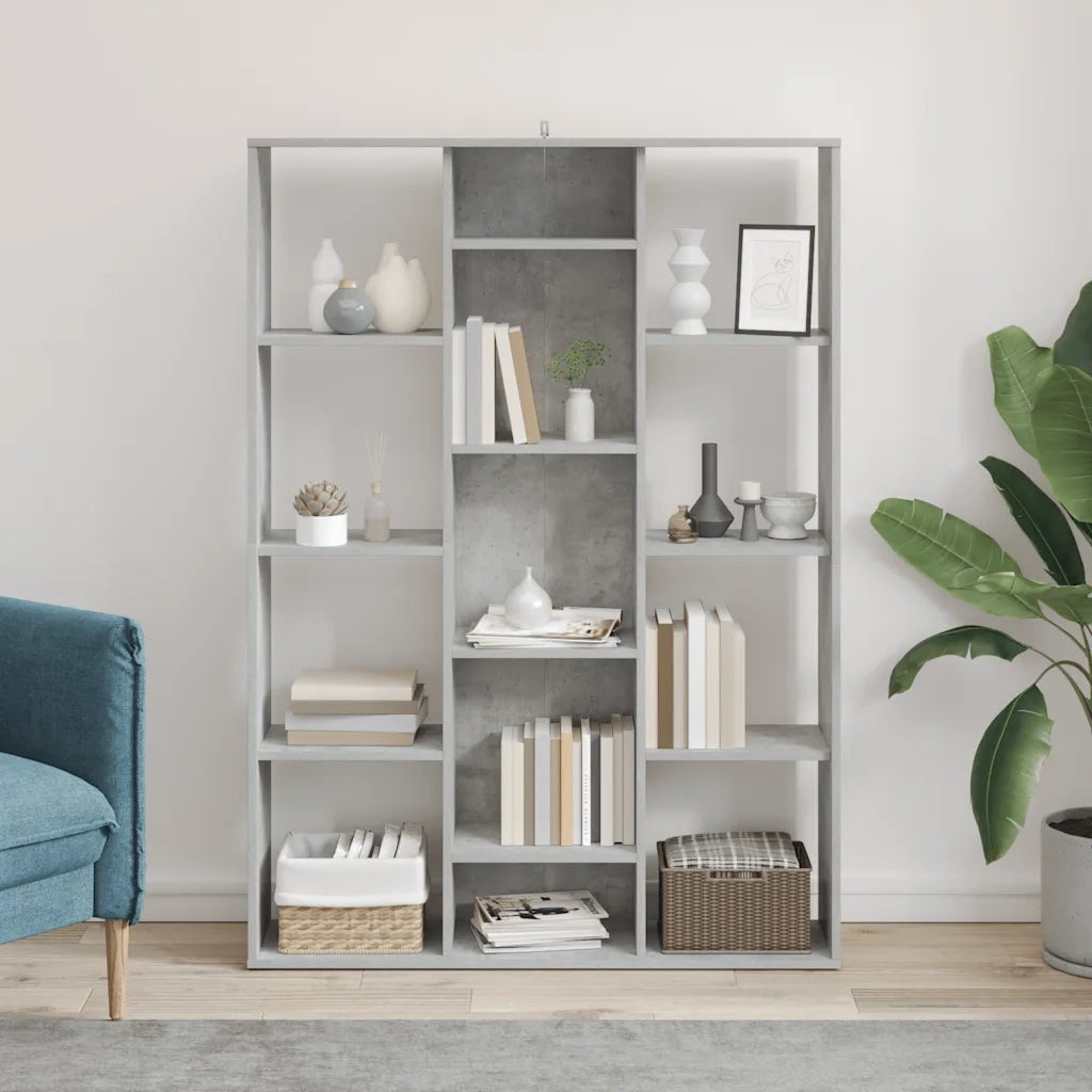 Libreria/Divisorio Ambienti | Divider per stanze | Paravento Grigio Cemento 100x24x140 cm in Multistrato