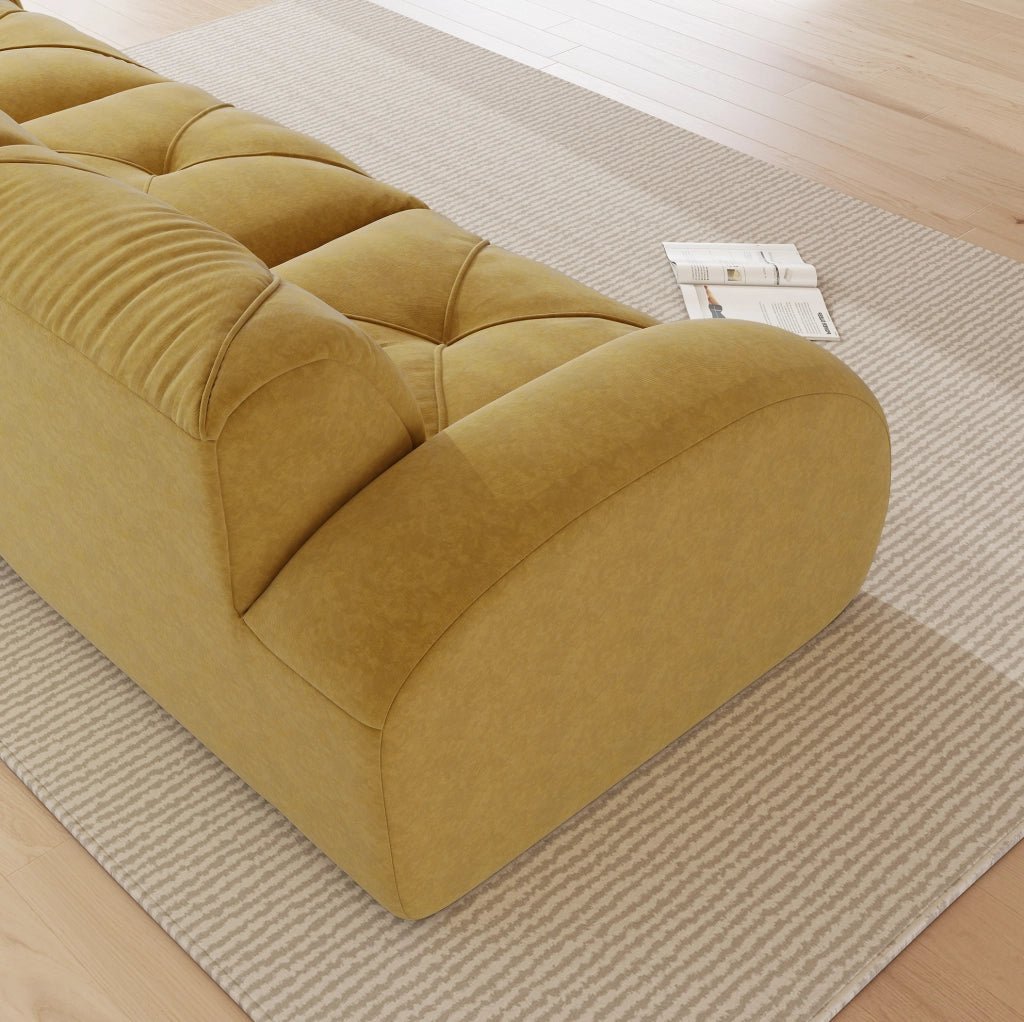Divano modulare senza telaio in chenille giallo