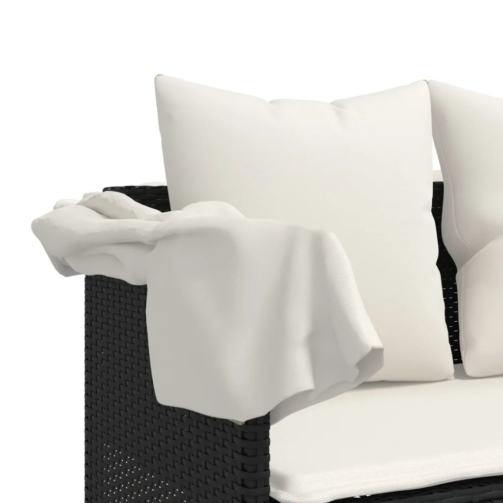 Set Divani da Giardino 5 pz con Cuscini in Polyrattan Nero
