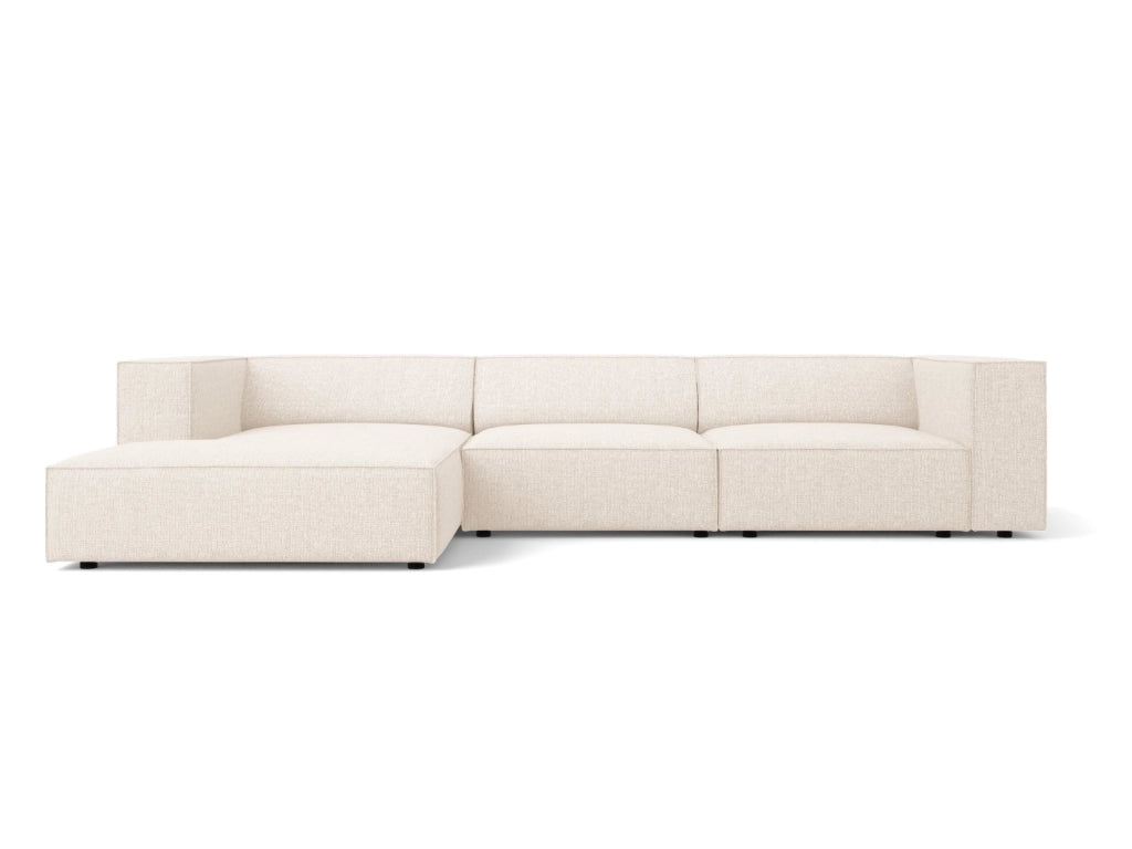 Cosmopolitan Design - Divano angolare sinistro "Arendal" 4 posti in ciniglia beige chiaro 
