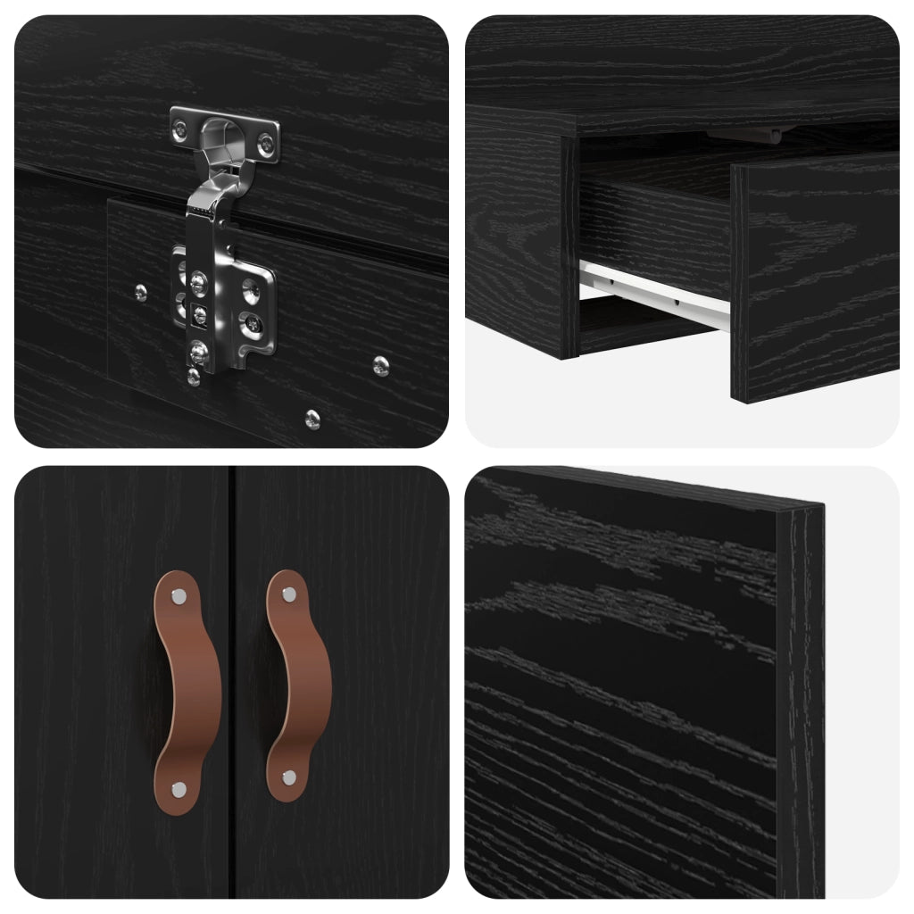 Struttura letto con contenitore in Rovere Nero 100x200 cm