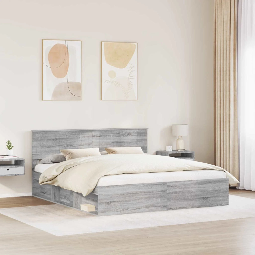 Struttura del letto-Giroletto Grigio Sonoma 180 x 200 cm Pino massello 352355