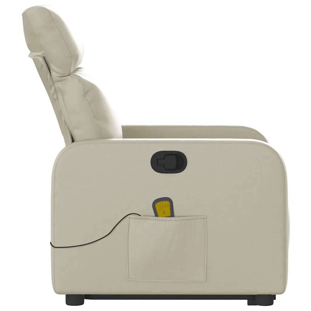 Poltrona | Sedia Relax Alzapersona Reclinabile Massaggio Crema Similpelle