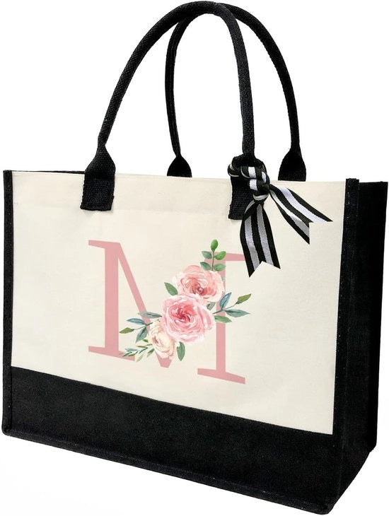 Borsa Personalizzata con Tasca Interna e Cinturino Rosa con Iniziale M per Uso Giornaliero