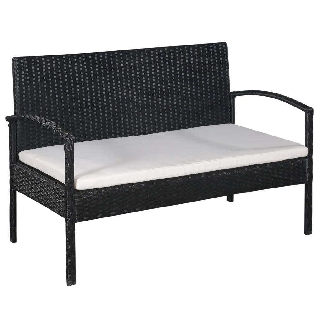 Set Divani da Giardino 5 pz con Cuscini in Polyrattan Nero 44185