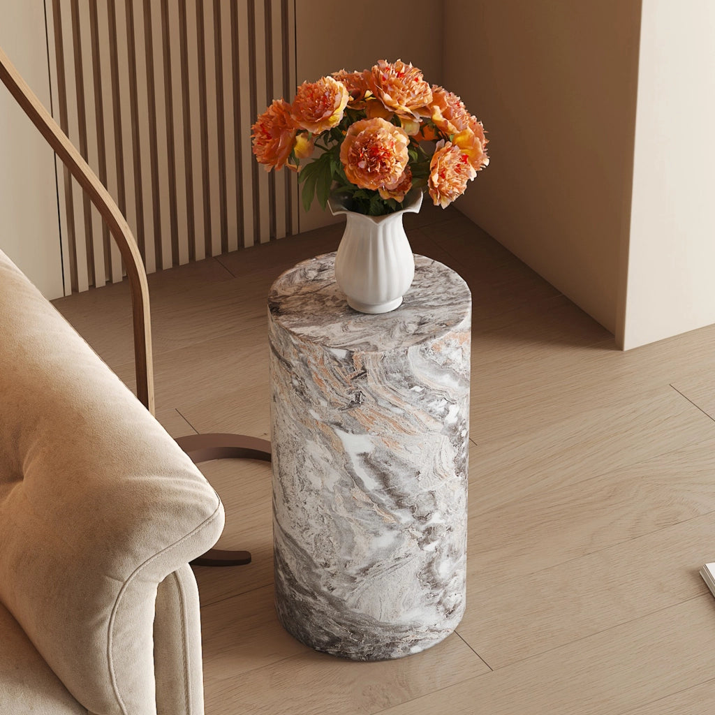 Tavolino da caffè rotondo con piano in MDF - per soggiorno - 30×55 cm - grigio
