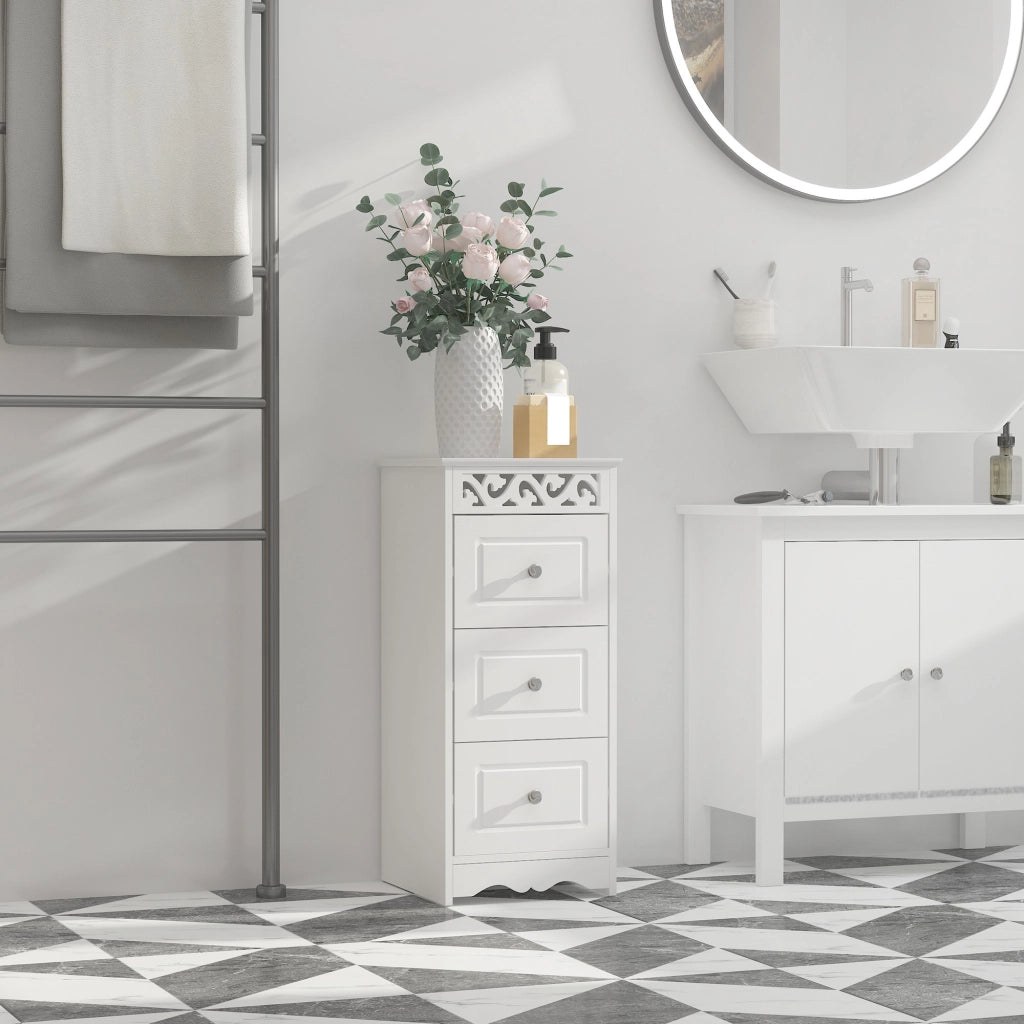 EasyComfort Mobiletto Multiuso con Cassetti, Mobiletto Basso in MDF grado E1 29.8x29.8x68.5cm bianco