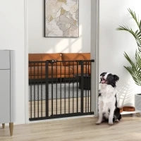 Cancellino per Cani a 2 Estensioni con Larghezza Regolabile fino a 100 cm e Chiusura Automatica, Nero