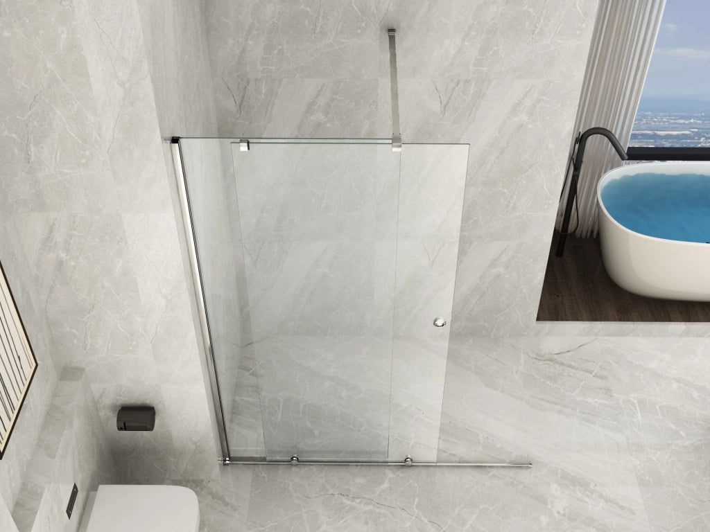 Parete doccia walk in SCORREVOLE cristallo 8mm anticalcare H.195cm BANITA 180 cm