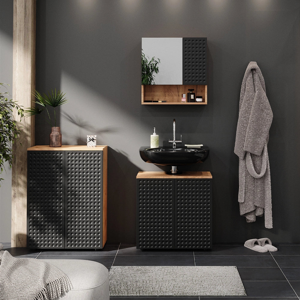 Vicco Set mobili bagno Antracite puntinato 3 parti, con unità di base 60 cm