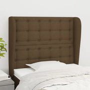 Testiera ad Orecchio-Testata con Orecchie Marrone Scuro 93x23x118/128 cm in Tessuto 190359