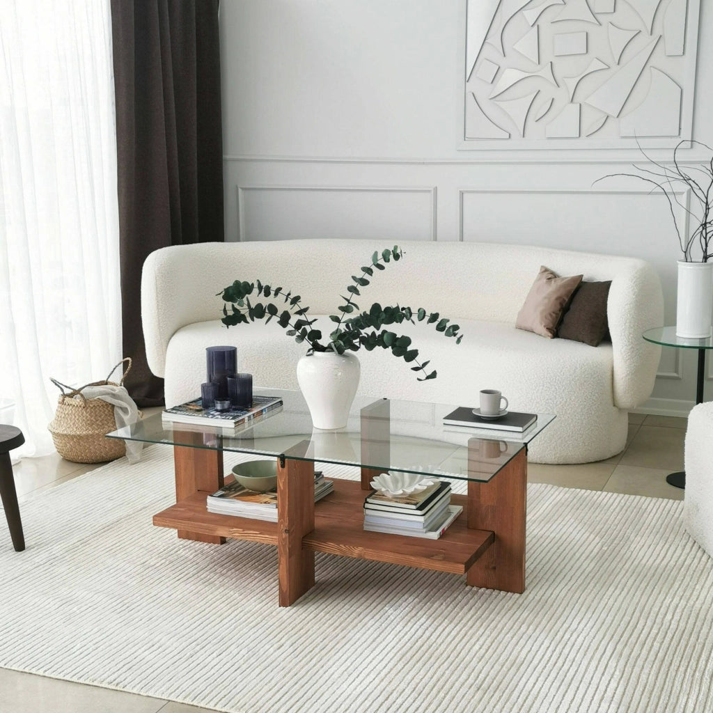 Tomiri, Tavolino da Salotto Portariviste, 105x60x40h cm Marrone Noce