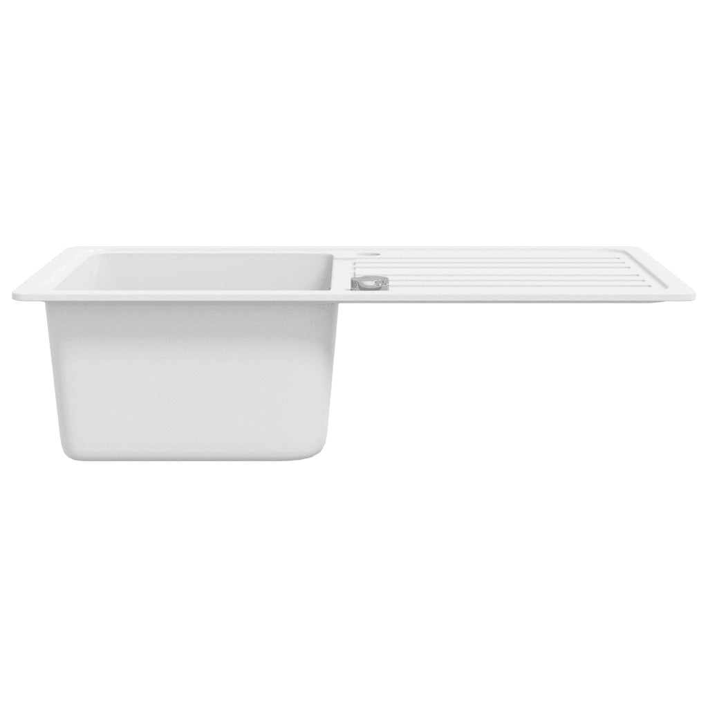 Lavandino cucina granito lavello singolo scolapiatti reversibile bianco CFW3669619