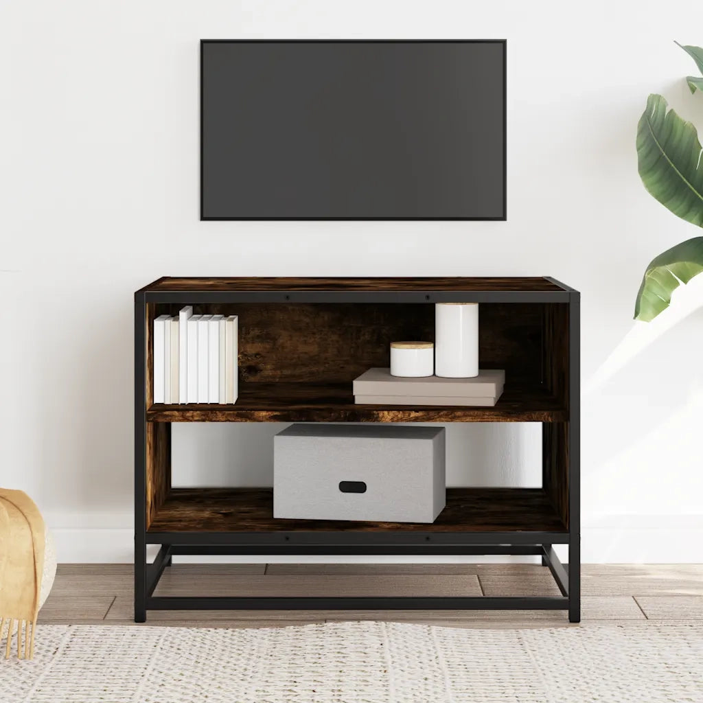 Mobile TV Rovere Fumo 61x40x46 cm Legno Multistrato e Metallo 848881