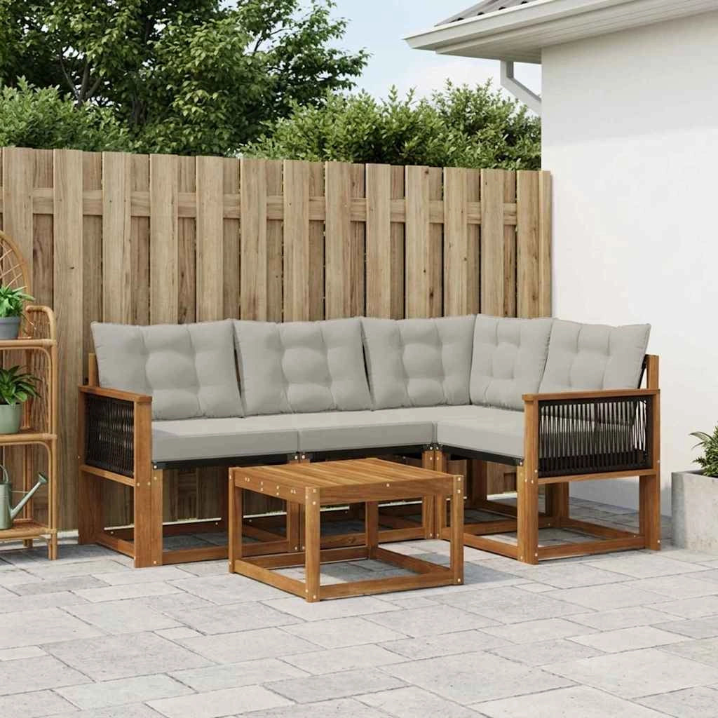 Set di divani da esterno 5 pz Naturale e Grigio Chiaro 3381935