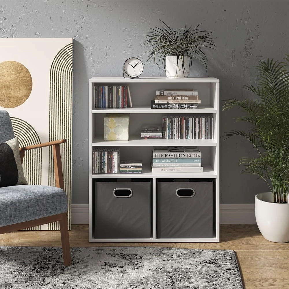 Libreria, Bianco, 72 x 90.2 cm 2 scomparti, per la conservazione e l'organizzazione di supporti e accessori