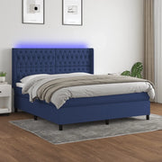 Letto a Molle con Materasso e LED Blu 160x200 cm in Tessuto cod mxl 35760
