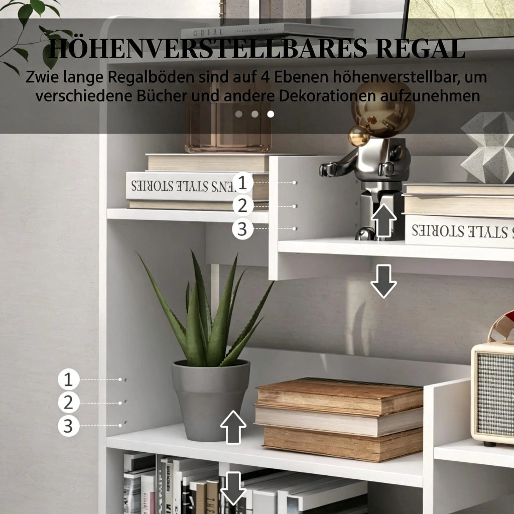 LIBRERIA Moderna 90x24x91 cm Bianco con 4 ripiani