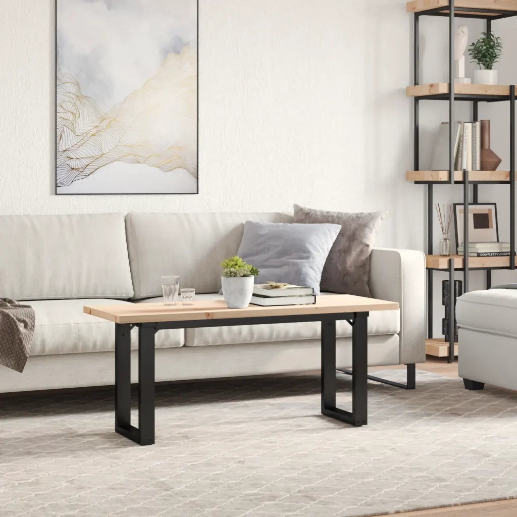 Tavolino salotto | Tavolino da caff¨¨ | Tavolino da Soggiorno Telaio a O 110x40x45,5 cm Legno Pino e Acciaio