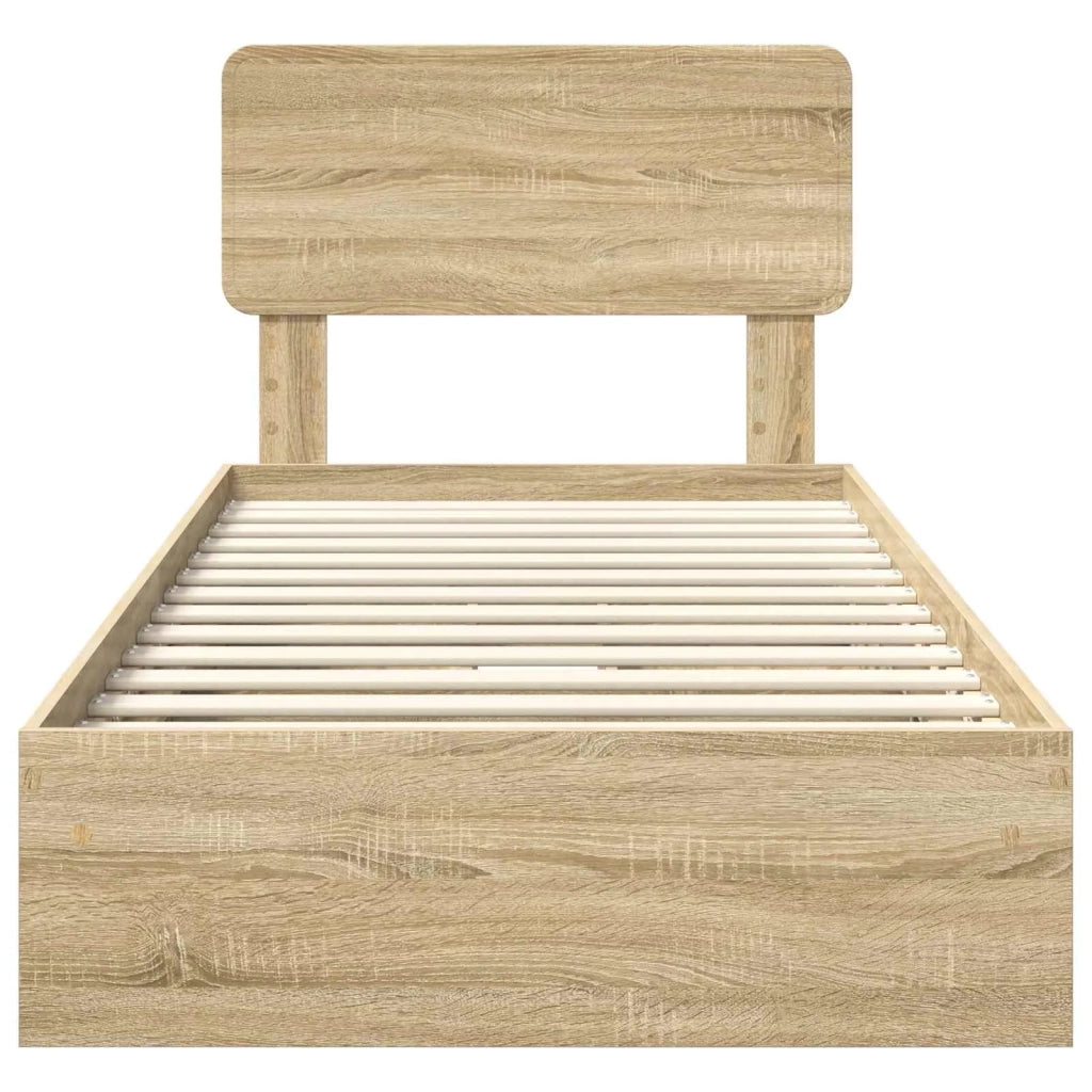 Letto con Contenitore con testiera Rovere Sonoma 100 x 200 cm