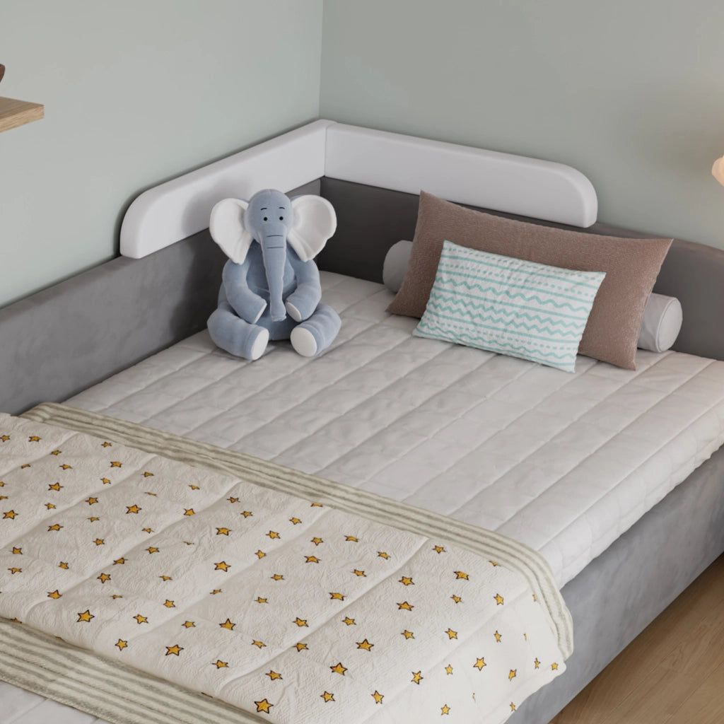 letto imbottito velluto grigio 90x200 cm