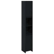 Mobile da Bagno | Armadio da bagno con porta Rovere Nero 30 x 30 x 183,5 cm