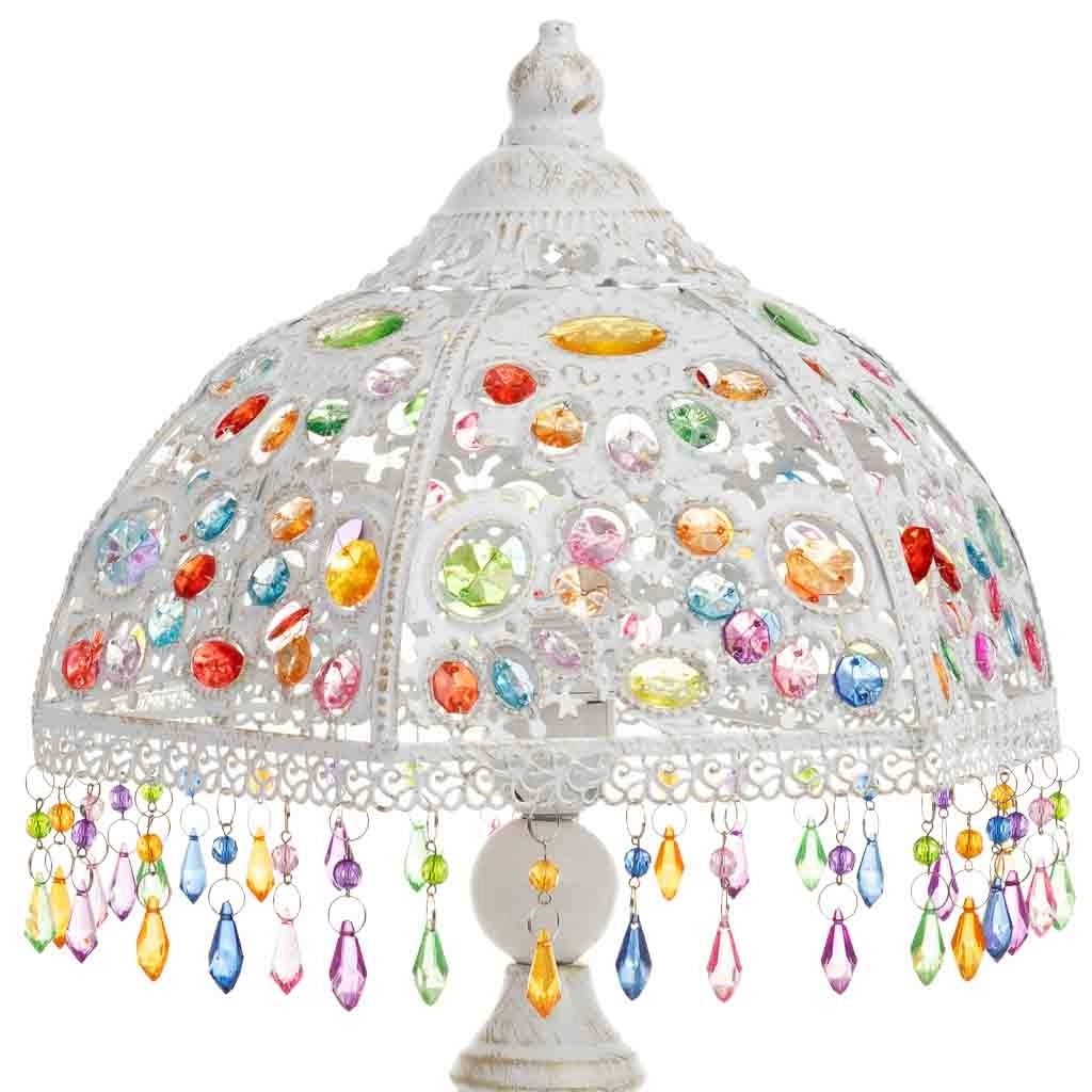 Lampada in metallo con perline in cristallo acrilico 29.5x25.5x51h cm