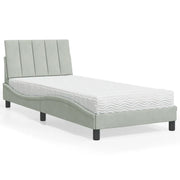Letto con Materasso Grigio Chiaro 90x190 cm in Velluto
