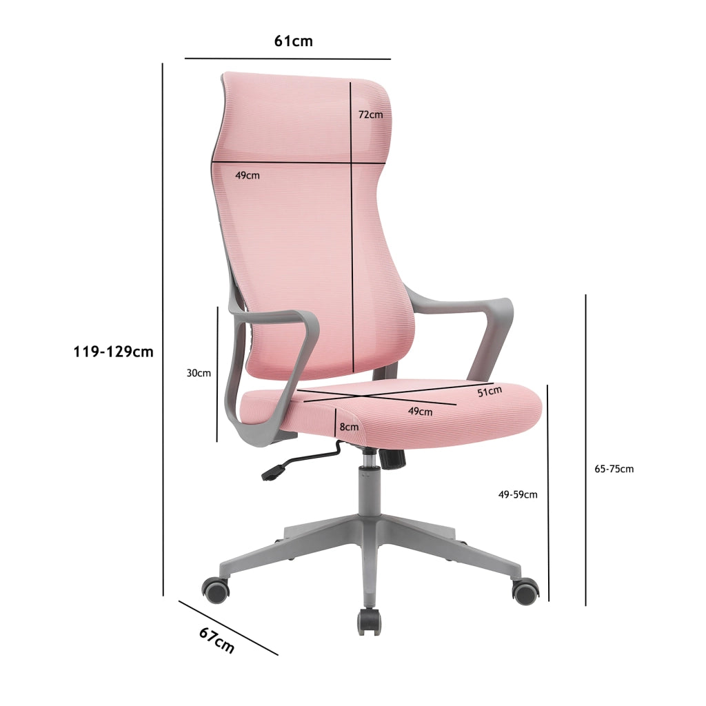 Sedia studio Hispanohogar altezza regolabile in tessuto rosa 127x67x69