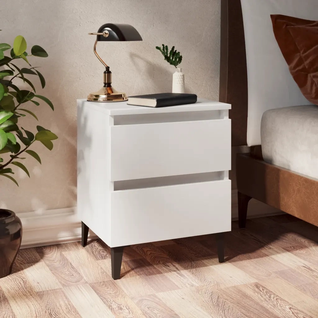 Comodini 2 pz-Set di 2 Tavolino da notte Bianco 40x35x50 cm in Legno Multistrato