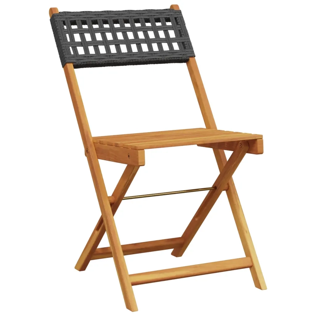 Set da Pranzo per Giardino 5pz Nero Polyrattan e Legno Massello 3281766