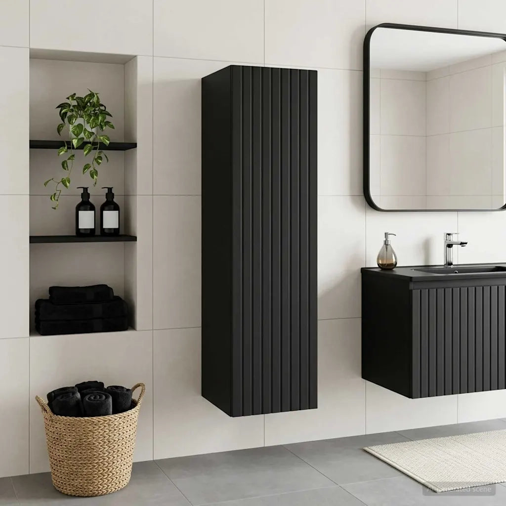 Mobiletto da Bagno a Muro Nero 33 x 34,5 x 100 cm 890653