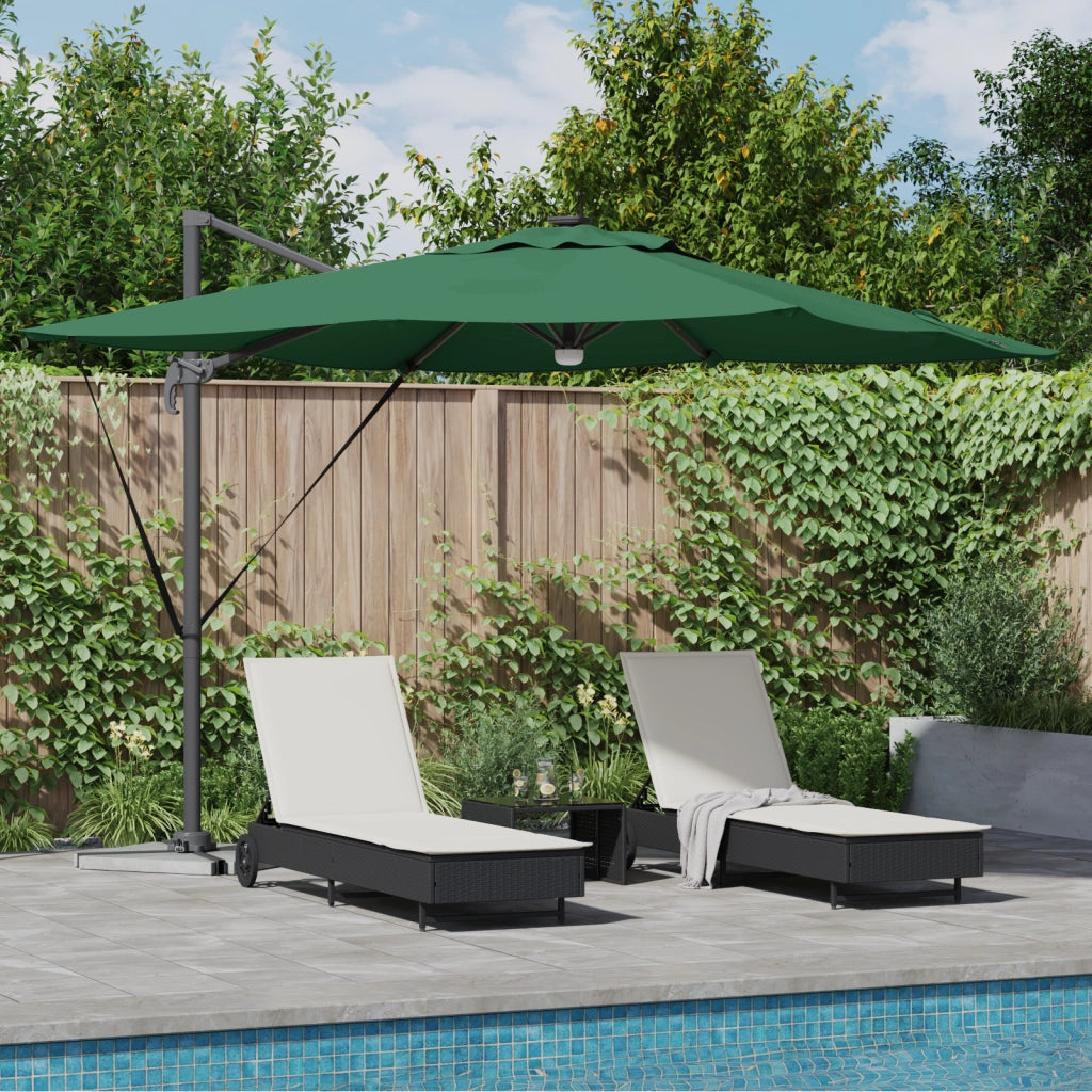 Ombrellone a Sbalzo Roma con LED Verde 286x285x270 cm Alluminio