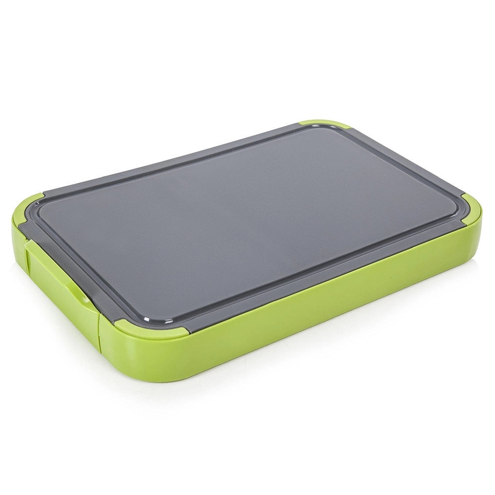 Trade Shop - Mandolina Tagliere 6 In 1 Con Lame Ultra Resistenti Design Compatto Verde Grigio Cucina -