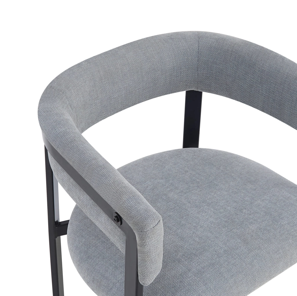 Set di 4 sedie da pranzo 61.0x50.0x76.0 cm con schienale curvo; in chenille grigio