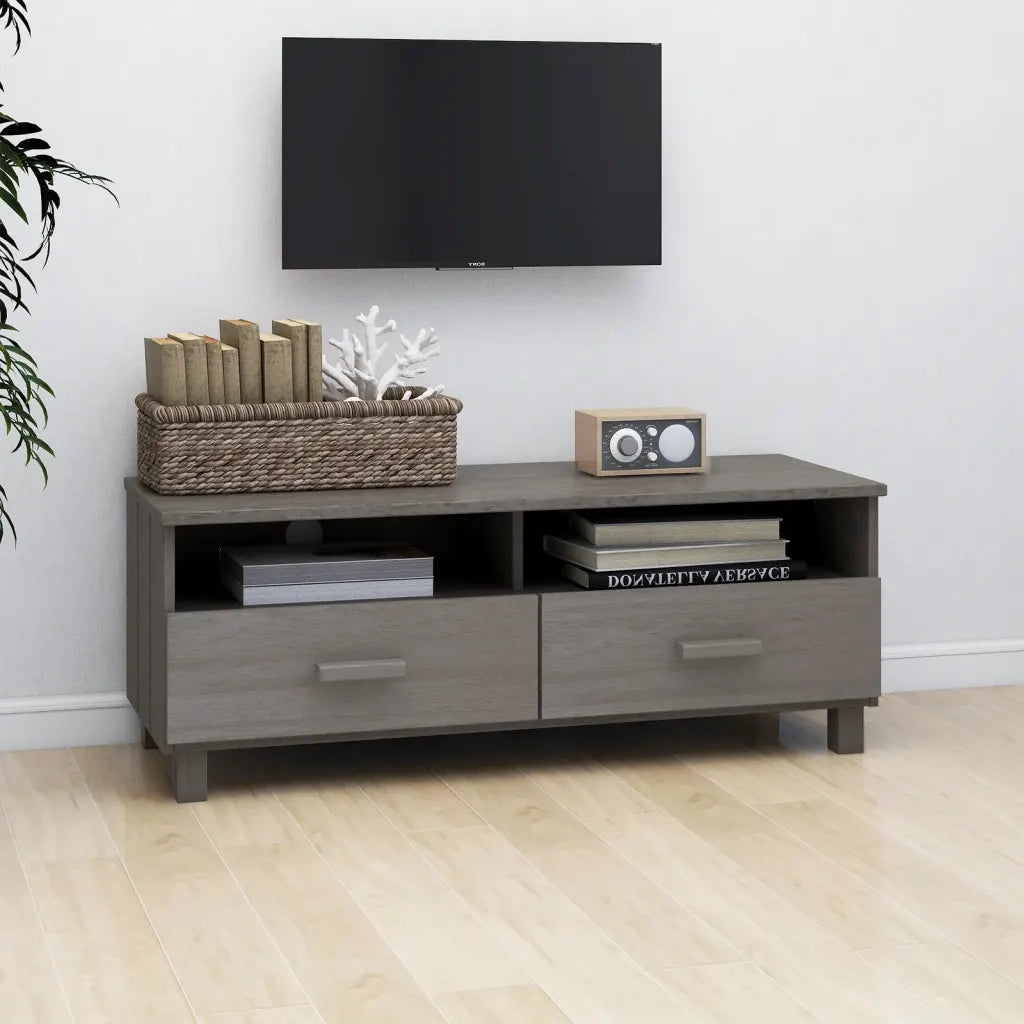 Mobile Porta TV Grigio Chiaro 106x40x40 cm in Massello di Pino 340471