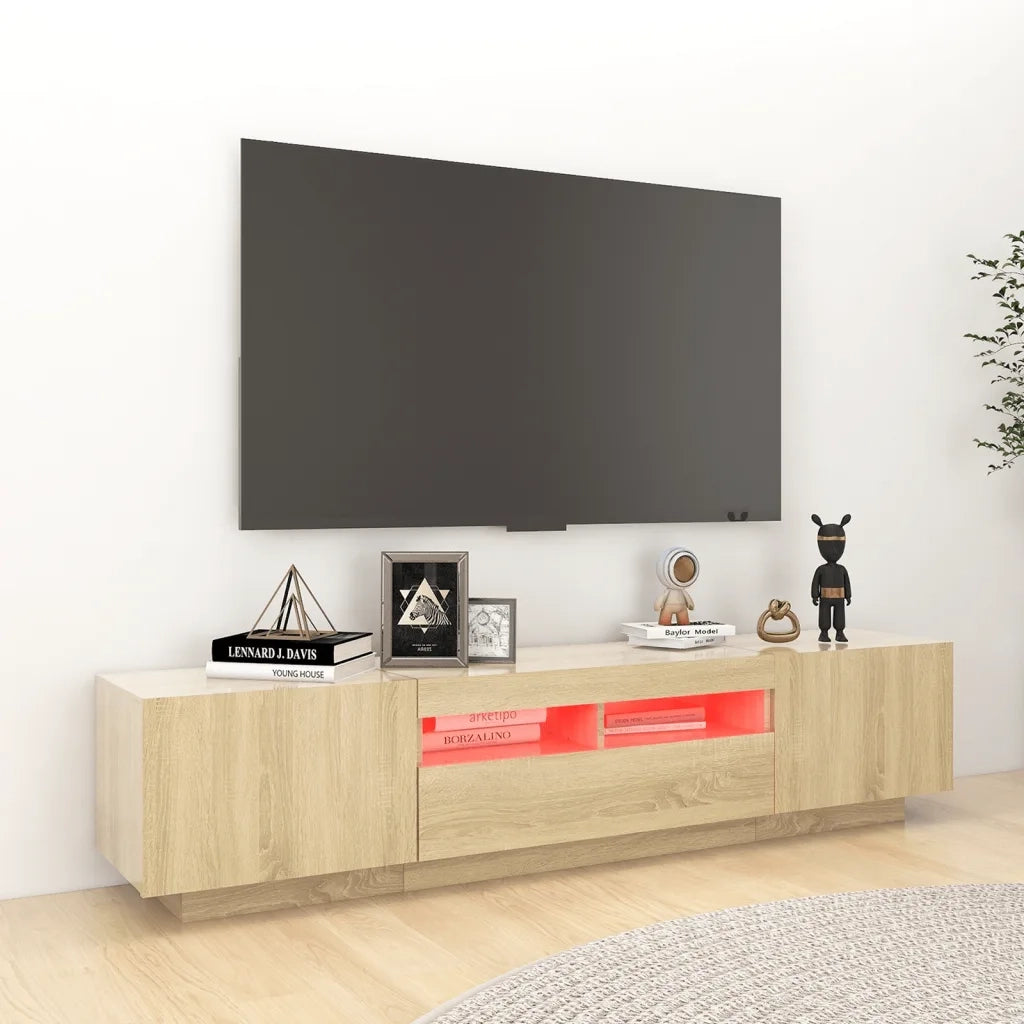 Mobile Porta TV con Luci LED Rovere Sonoma 180x35x40 cm 3081900