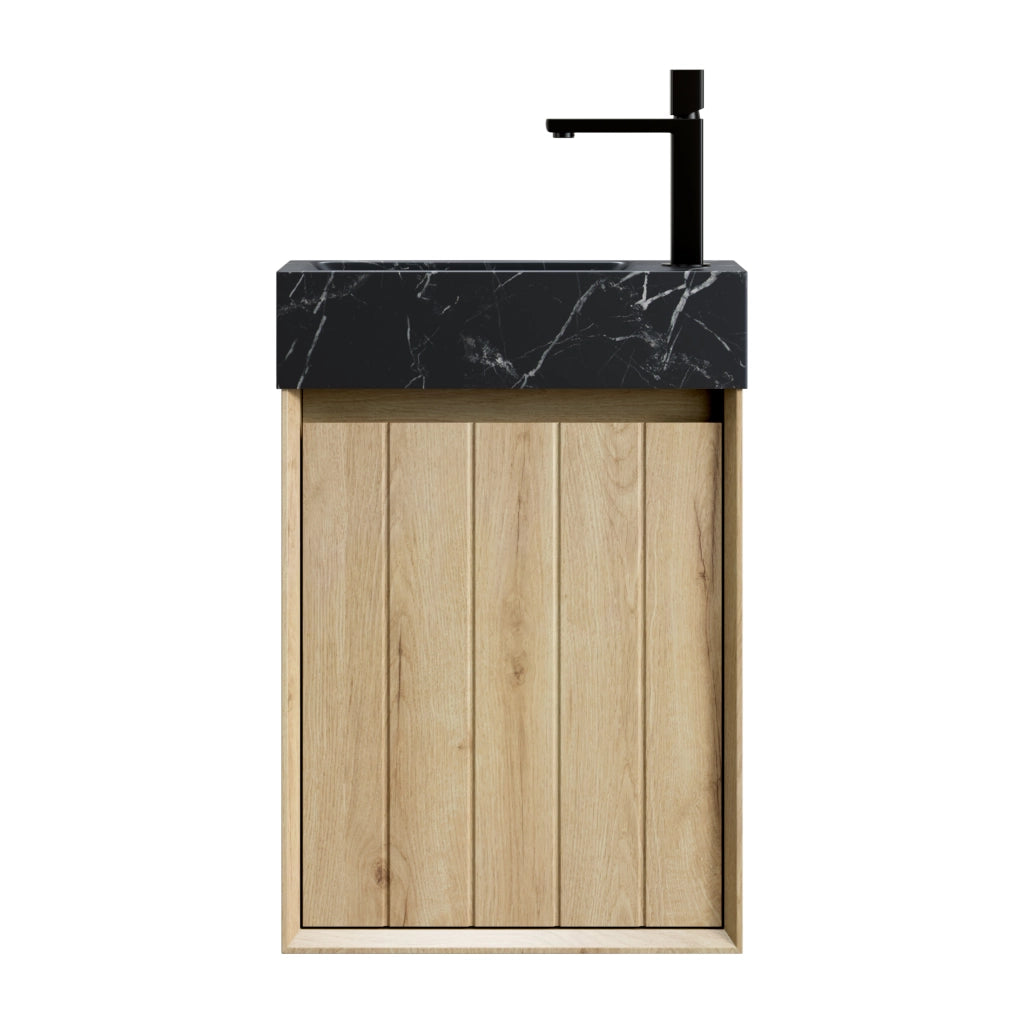 LAVABO BAGNO Sospeso 40 cm in marmo nero e rovere bianco