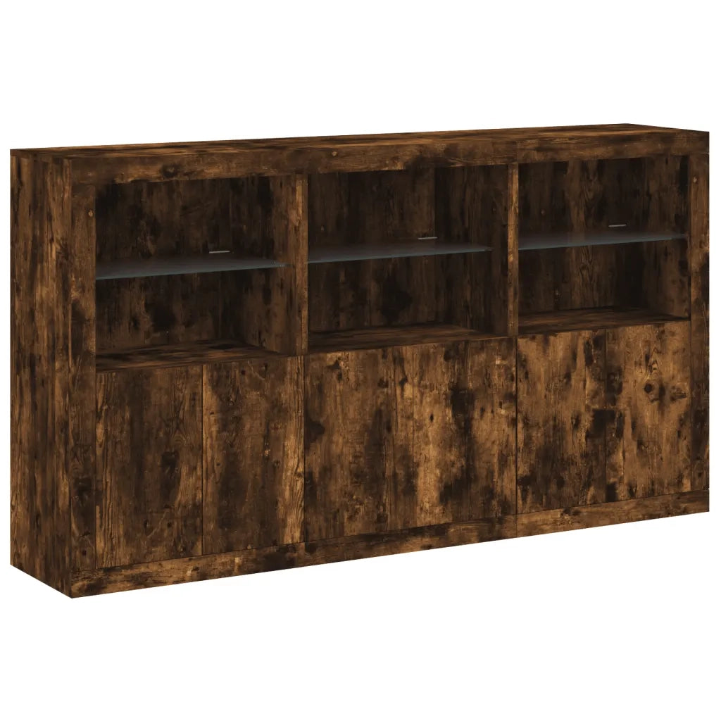 Credenza con Luci LED Rovere Fumo 181,5x37x100 cmcod mxl 133830