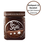 Pan di stelle crema spalmabile alle nocciole con granella di biscotto multipack 12 barattoli da 330 gr ciascuno