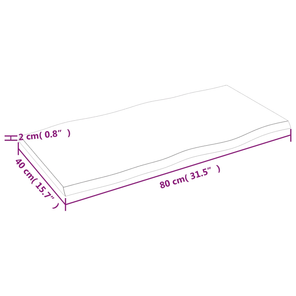 Piano Tavolo Marrone Chiaro 80x40x2 cm in Rovere Non Trattato 363938