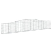 Cesto gabbione recinzione a gabbia muro di contenimento ad arco 400 x 30 x 60/80 cm ferro zincato argento 02_0040080
