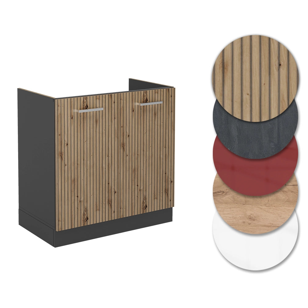Vicco Mobile lavello cucina Rovere artigianale 80 cm , PL Antracite