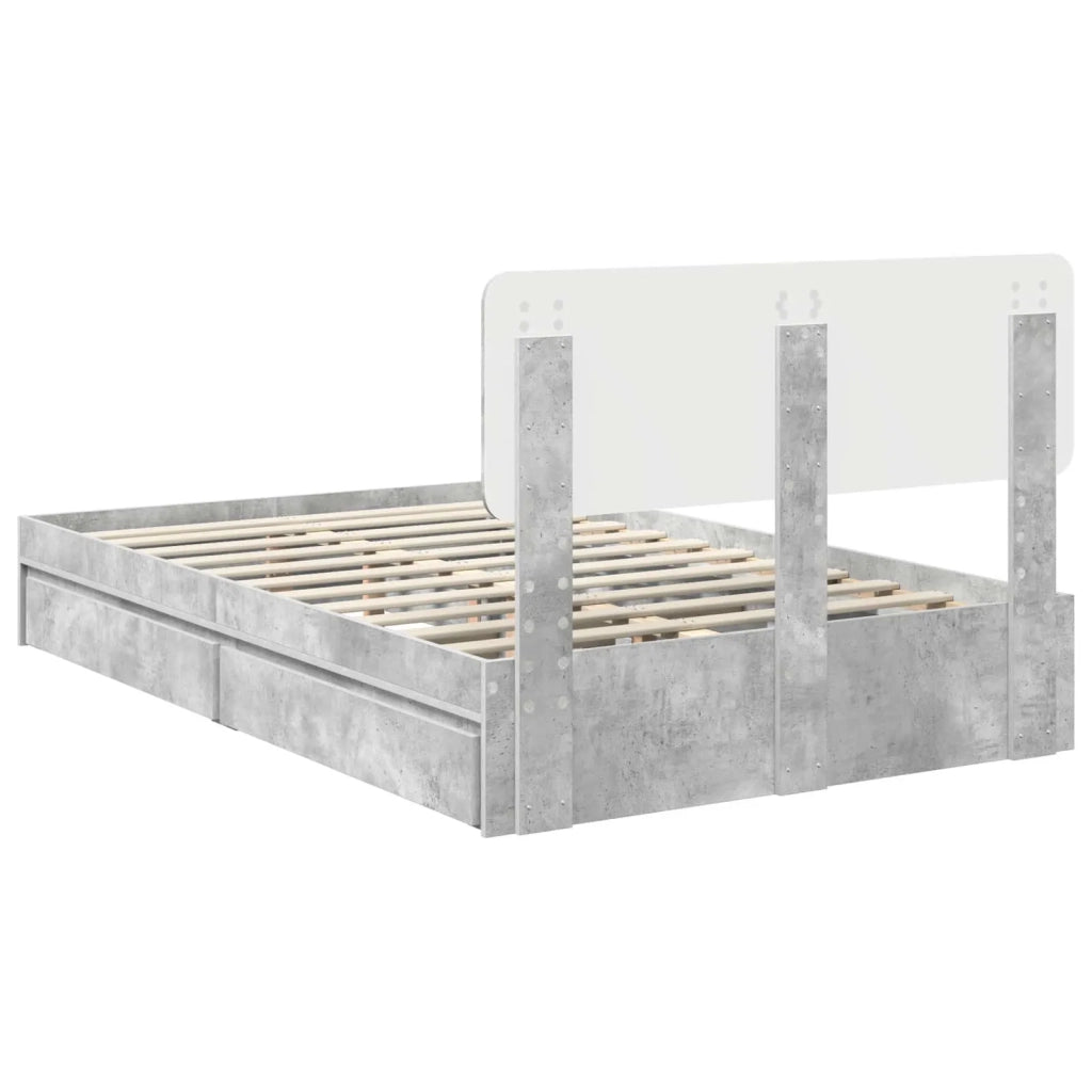 Letto con Contenitore con testiera Grigio cemento 135 x 190 cm
